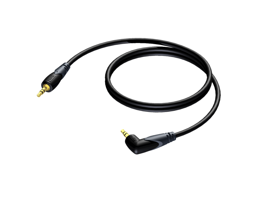 Procab 3.5 mm Jack male stereo - 3.5 mm Jack angled male stereo 3 meter