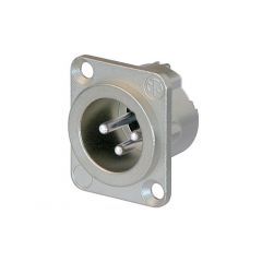 Neutrik 3 pole male receptacle, solder cups Nickel housing, silver contacts