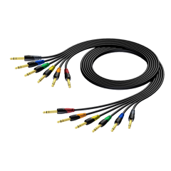 Procab 6.3 mm Jack male stereo - 6.3 mm Jack male stereo - cable set in 6 colours 1 meter