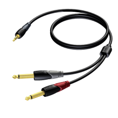 Procab 3.5 mm Jack male stereo - 2 x 6.3 mm Jack male mono 1,5 meter